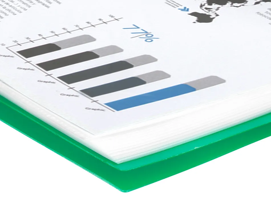 Protège-documents liderpapel polypropylène couverture rigide spirale 80 pochettes fixes a4 210x297mm coloris vert