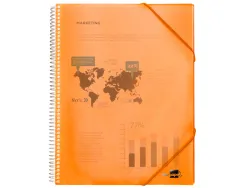 Protège-documents liderpapel polypropylène couverture rigide spirale 10 pochettes fixes a4 210x297mm coloris orange