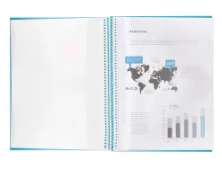 Protège-documents liderpapel polypropylène couverture rigide spirale 10 pochettes fixes a4 210x297mm coloris bleu