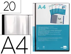 Protège-documents liderpapel personnalisable kangourou polypropylène 20 pochettes fixes a4 210x297mm coloris noir