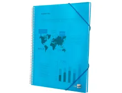 Protège-documents liderpapel polypropylène couverture rigide spirale 30 pochettes fixes a4 210x297mm coloris bleu