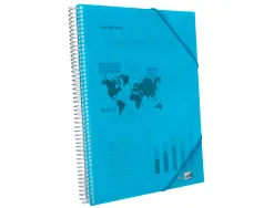Protège-documents liderpapel polypropylène couverture rigide spirale 30 pochettes fixes a4 210x297mm coloris bleu