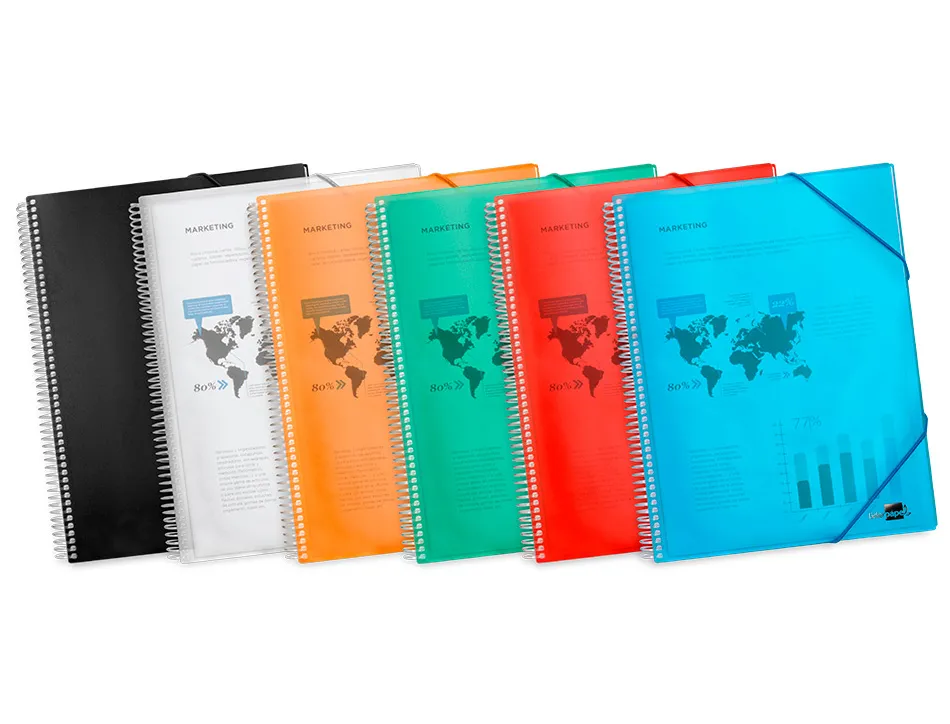 Protège-documents liderpapel polypropylène couverture rigide spirale 60 pochettes fixes a4 210x297mm coloris rouge