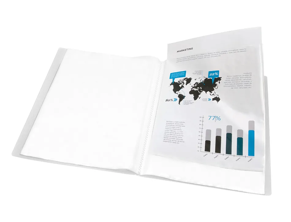Protège-documents liderpapel polypropylène couverture flexible 10 pochettes fixes a4 210x297mm transparent
