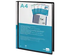 Protège-documents liderpapel personnalisable kangourou polypropylène 40 pochettes fixes a4 210x297mm coloris noir