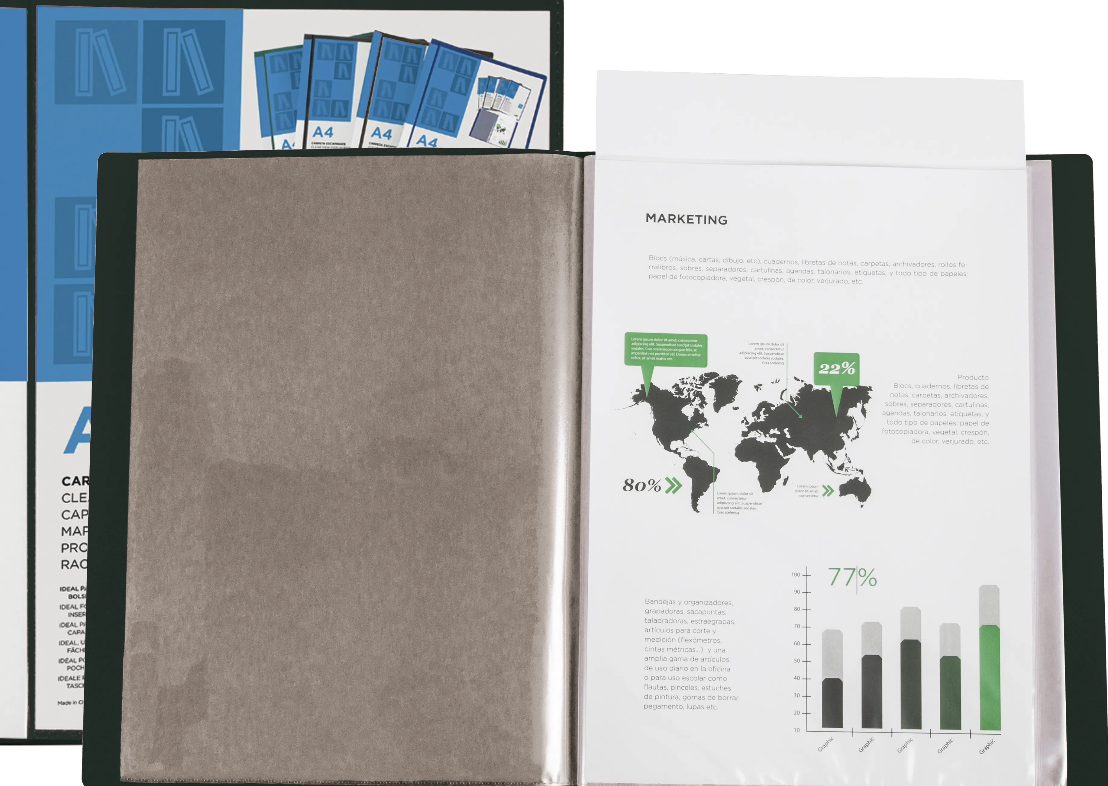 Protège-documents liderpapel personnalisable kangourou polypropylène 40 pochettes fixes a4 210x297mm coloris noir