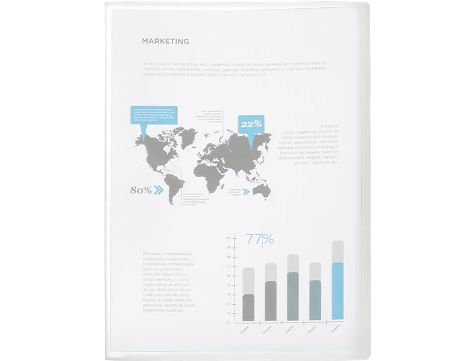 Protège-documents liderpapel polypropylène couverture flexible 40 pochettes fixes a4 210x297mm transparent