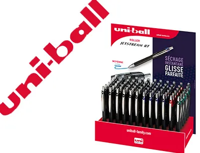 Présentoir de 72 rollers uniball jetstream rt 1mm assortis