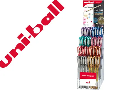 Présentoir de 120 rollers uniball signo métallisés