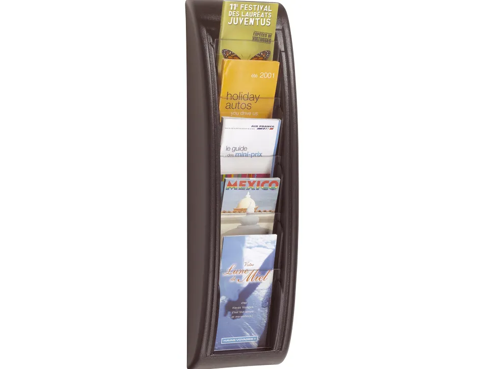 Présentoir paperflow quick fit system polystyrène épaisseur 20mm capacité 200f 65x18x9.5cm coloris noir