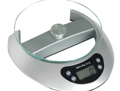 Pèse-lettres électronique q-connect 3kg base 19x21cm diamètre plateau 17cm plateforme cristal tempéré écran lcd