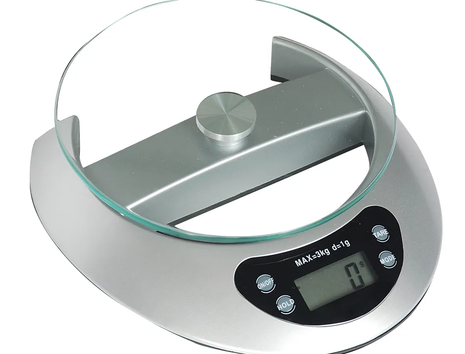 Pèse-lettres électronique q-connect 3kg base 19x21cm diamètre plateau 17cm plateforme cristal tempéré écran lcd