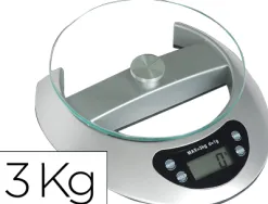 Pèse-lettres électronique q-connect 3kg base 19x21cm diamètre plateau 17cm plateforme cristal tempéré écran lcd