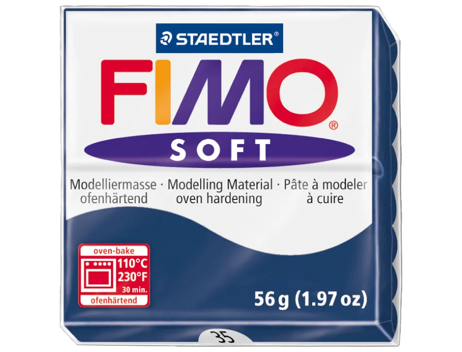 Pâte à modeler fimo soft coloris bleu foncé pain 57g