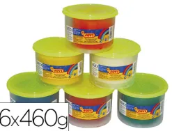 Pâte à modeler jovi box blandiver coloris assortis blanc jaune rouge vert bleu orange 6 pains 460g