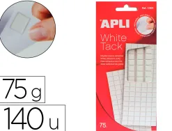 Pâte adhésive apli tack blanche pré-découpée en carrés enlevable réutilisable supporte jusqu'à 75g pack 102 unités