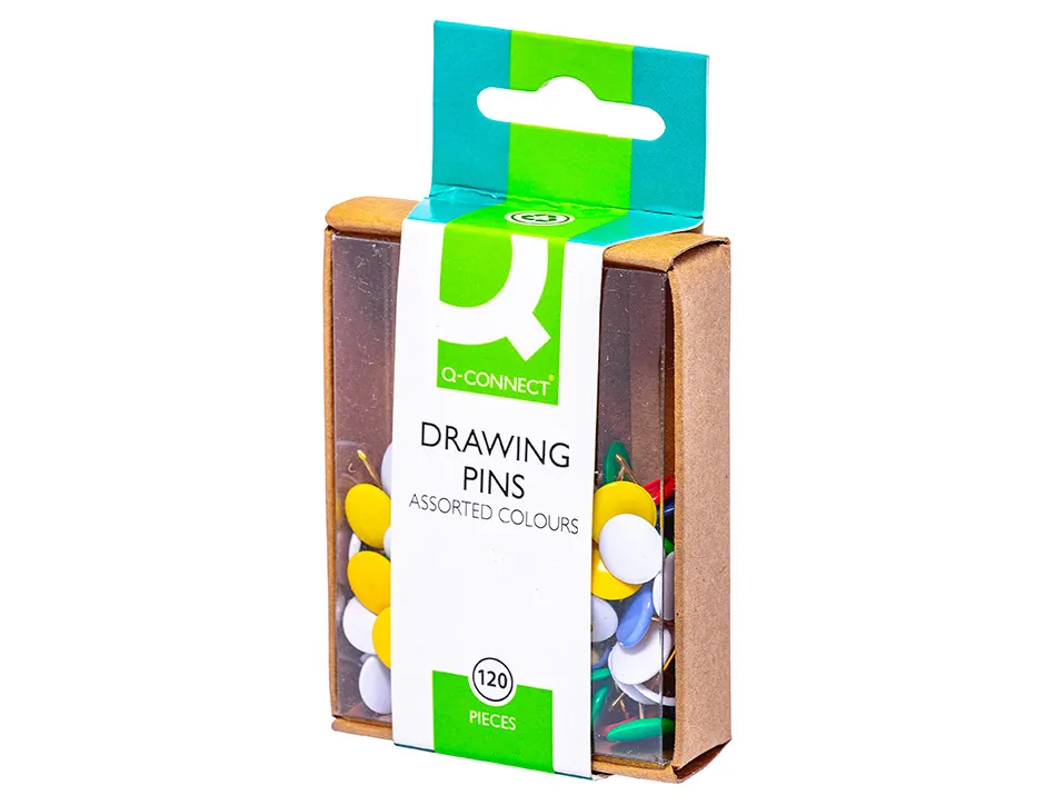 Punaise q-connect diamètre 10mm coloris assortis boîte plastique 120 unités