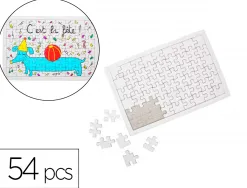 Puzzle carton sodertex 900gm2 a customiser avec trottoir 54 pcs 160x240mm coloris blanc lot de 10