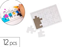 Puzzle carton sodertex 900gm2 a customiser avec trottoir 12 pcs 140x210mm coloris blanc 10 pcs
