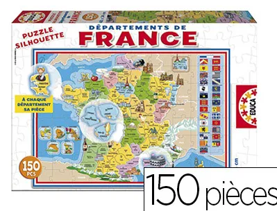 Puzzle éducatif 34x48cm 150 pièces thème les départements de france dès 3 ans