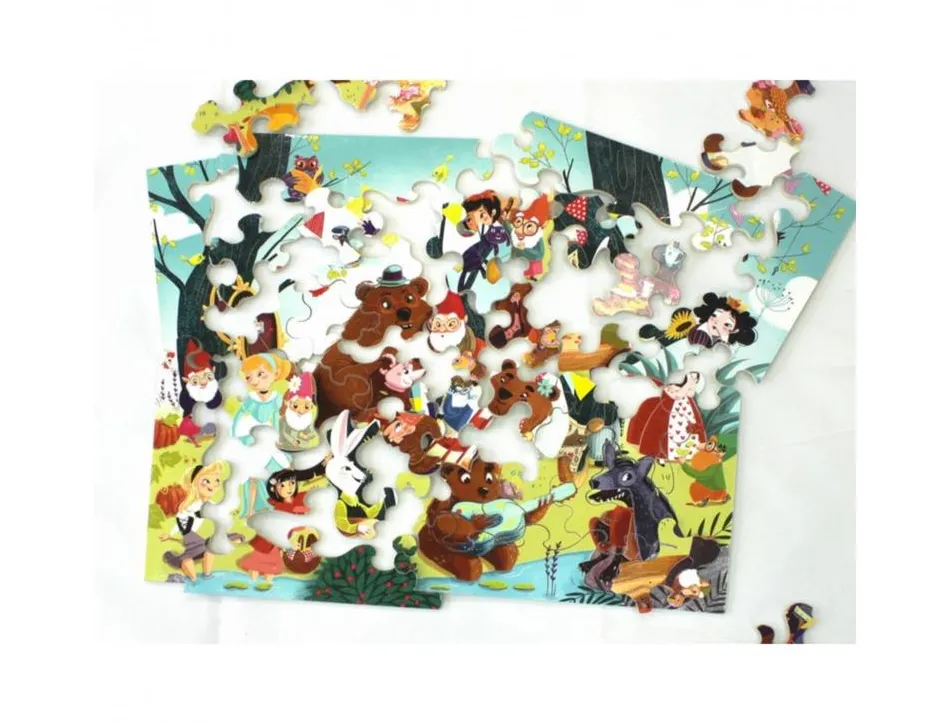 Puzzle en bois sans cadre wilson jeux il etait une fois theme contes et legendes 50 pieces