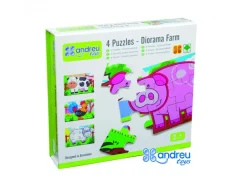 Puzzle en bois sans cadre panoramic ferme 4 puzzles individuels emboitables de 12 pieces chacun