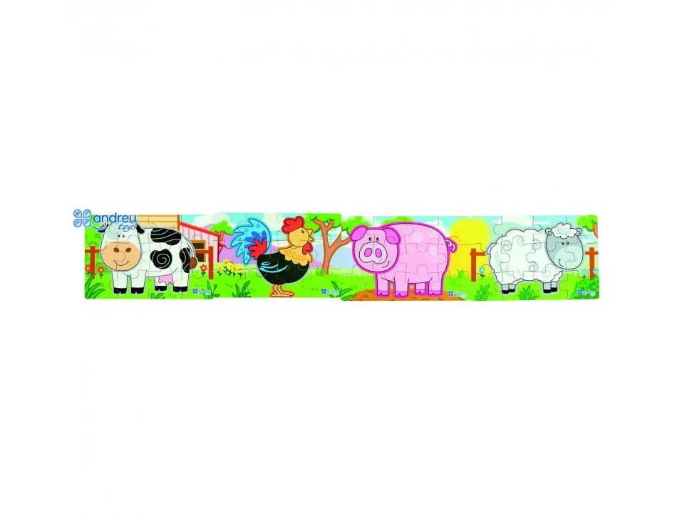 Puzzle en bois sans cadre panoramic ferme 4 puzzles individuels emboitables de 12 pieces chacun