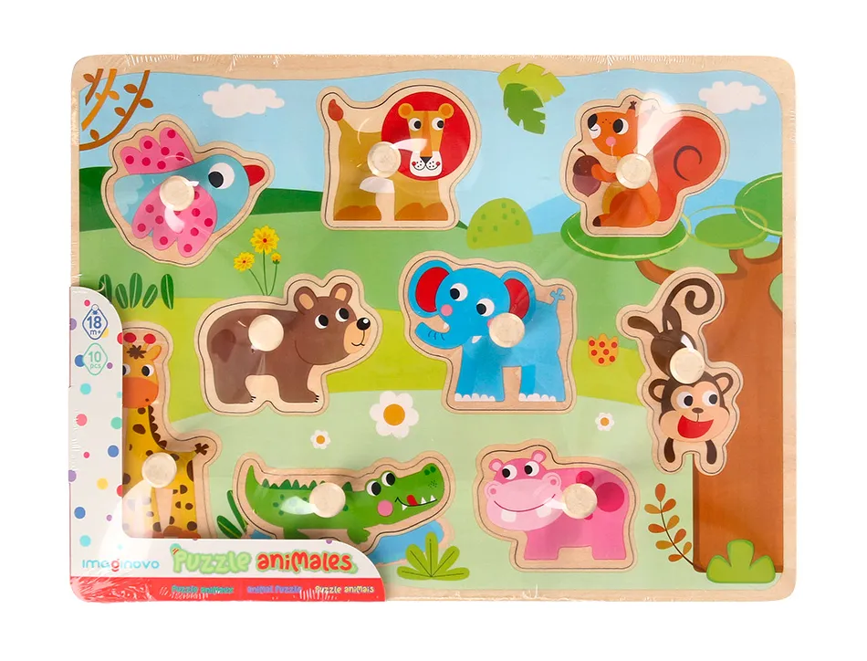 Puzzle enfant imaginovo animaux bois +18 mois 9 pieces 30x22,5x1,5 cm