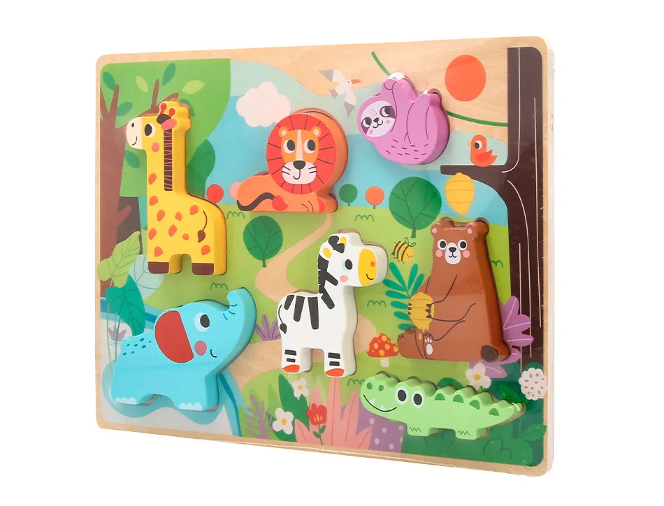 Puzzle enfant imaginovo animaux 3d bois +12 mois 8 pieces 29,5x22x1,7 cm