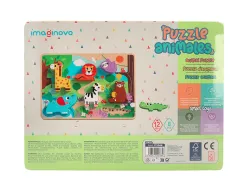 Puzzle enfant imaginovo animaux 3d bois +12 mois 8 pieces 29,5x22x1,7 cm