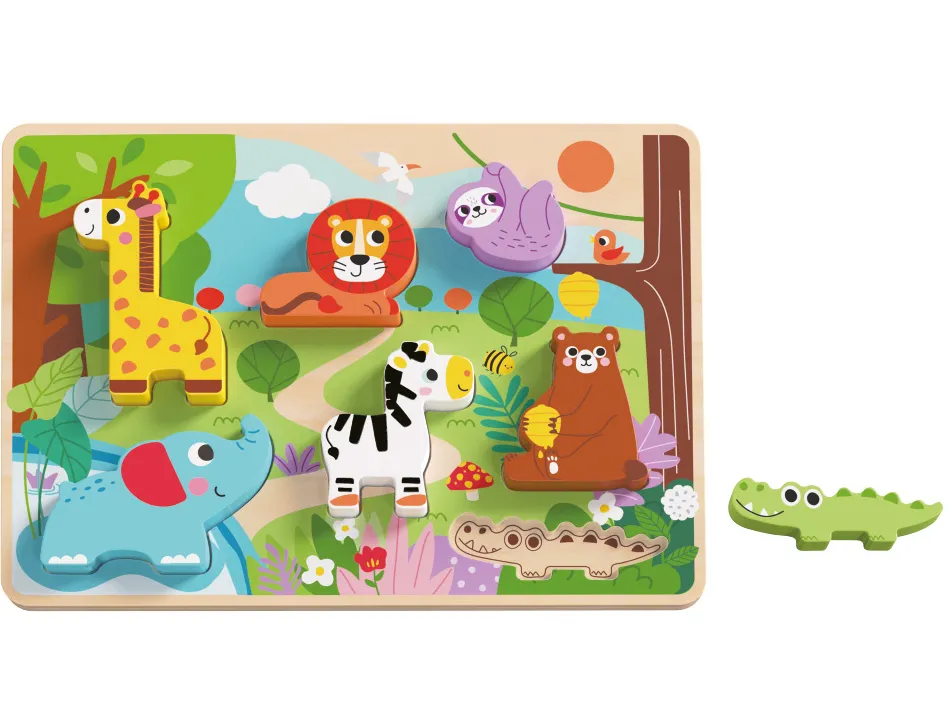 Puzzle enfant imaginovo animaux 3d bois +12 mois 8 pieces 29,5x22x1,7 cm
