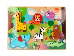 Puzzle enfant imaginovo animaux 3d bois +12 mois 8 pieces 29,5x22x1,7 cm