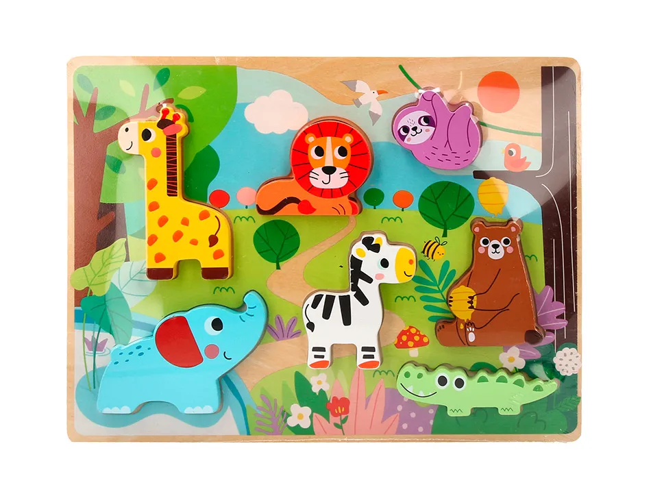 Puzzle enfant imaginovo animaux 3d bois +12 mois 8 pieces 29,5x22x1,7 cm