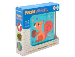 Puzzle enfant imaginovo cubes d'animaux bois +24 mois 15 pieces 12 modeles inclus 22x22x6,4 cm