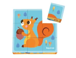 Puzzle enfant imaginovo cubes d'animaux bois +24 mois 15 pieces 12 modeles inclus 22x22x6,4 cm