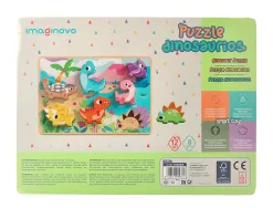 Puzzle enfant imaginovo dinosaures 3d bois +12 mois 8 pieces 29,5x22x1,7 cm