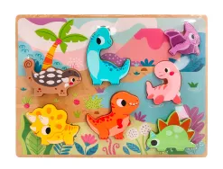 Puzzle enfant imaginovo dinosaures 3d bois +12 mois 8 pieces 29,5x22x1,7 cm