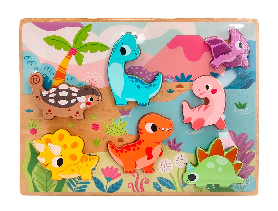 Puzzle enfant imaginovo dinosaures 3d bois +12 mois 8 pieces 29,5x22x1,7 cm