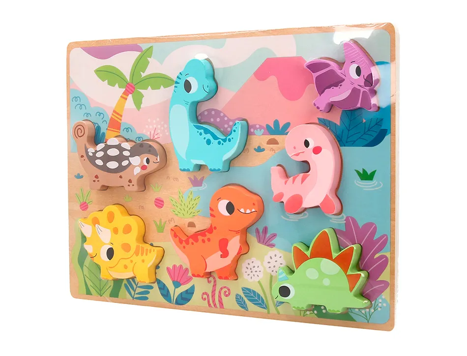Puzzle enfant imaginovo dinosaures 3d bois +12 mois 8 pieces 29,5x22x1,7 cm