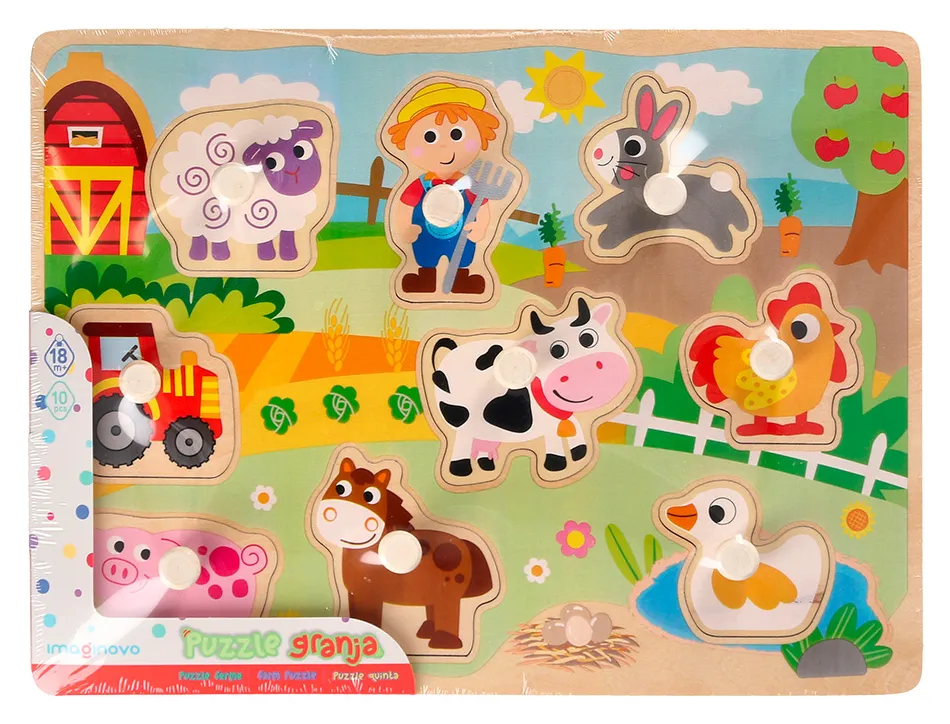 Puzzle enfant imaginovo ferme bois +18 mois 9 pieces 30x22,5x1,5 cm