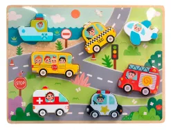 Puzzle enfant imaginovo vehicules 3d bois +12 mois 8 pieces 29,5x22x1,7 cm