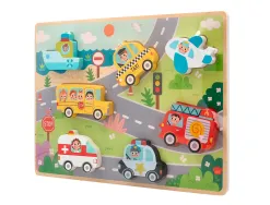 Puzzle enfant imaginovo vehicules 3d bois +12 mois 8 pieces 29,5x22x1,7 cm