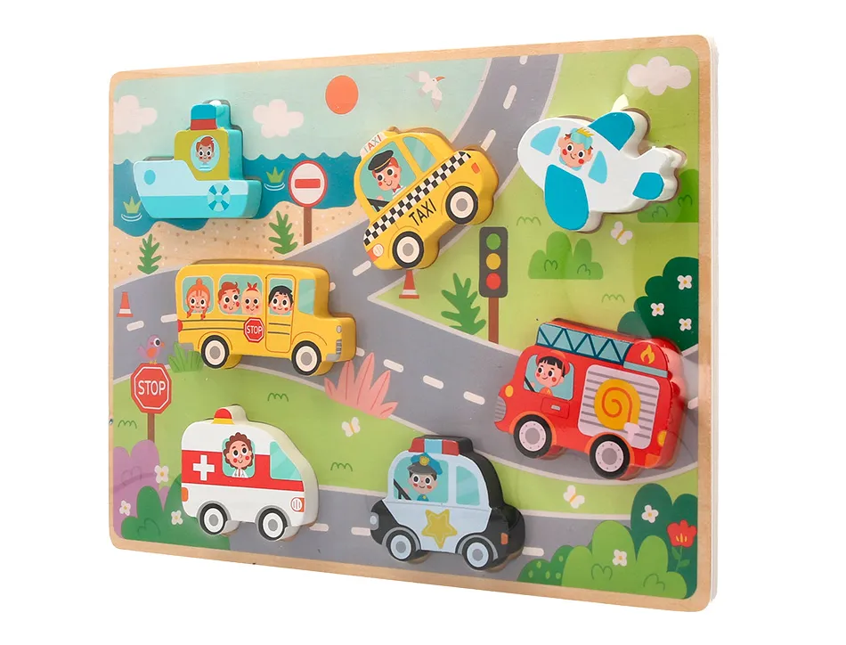 Puzzle enfant imaginovo vehicules 3d bois +12 mois 8 pieces 29,5x22x1,7 cm