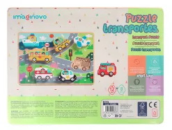 Puzzle enfant imaginovo vehicules 3d bois +12 mois 8 pieces 29,5x22x1,7 cm