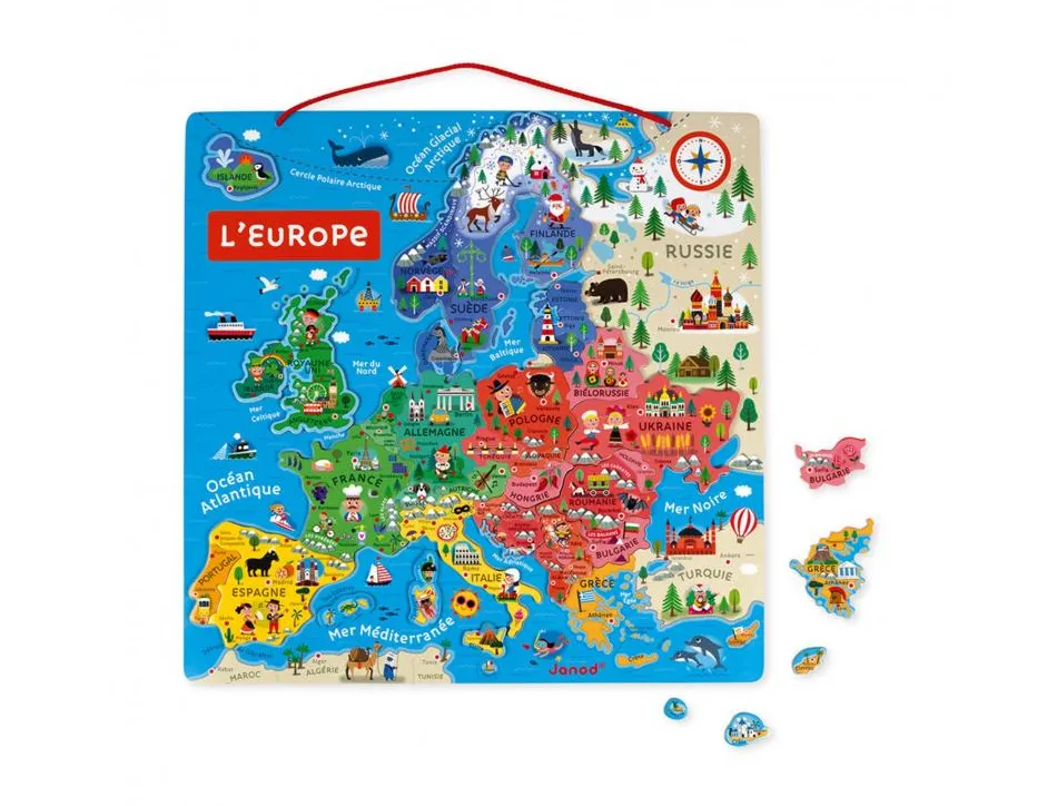 Puzzle interdacta carte d'europe magnetique 40 pcs 45x45cm