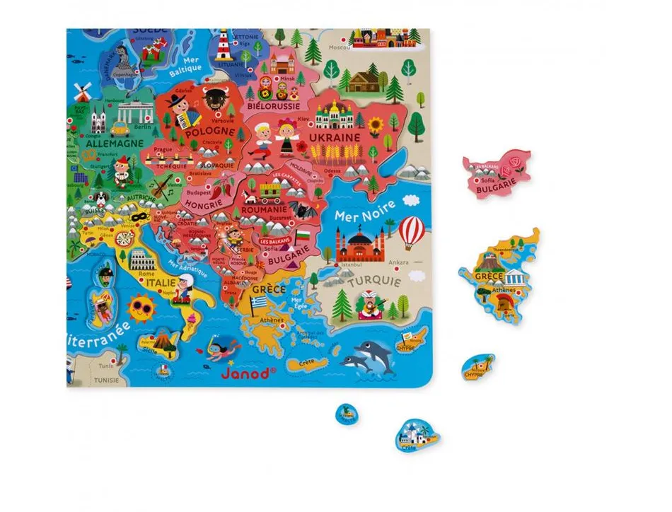 Puzzle interdacta carte d'europe magnetique 40 pcs 45x45cm