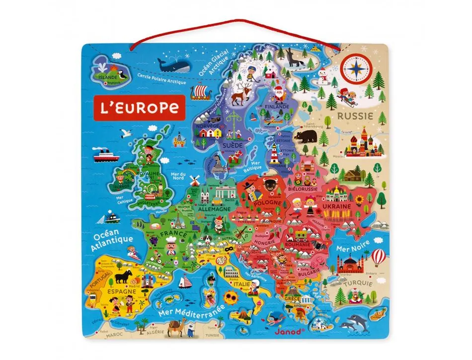 Puzzle interdacta carte d'europe magnetique 40 pcs 45x45cm