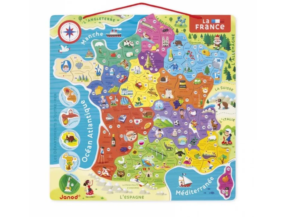 Puzzle interdacta carte de france magnetique 93 pcs 36x36cm