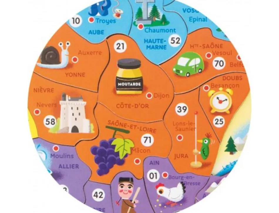 Puzzle interdacta carte de france magnetique 93 pcs 36x36cm