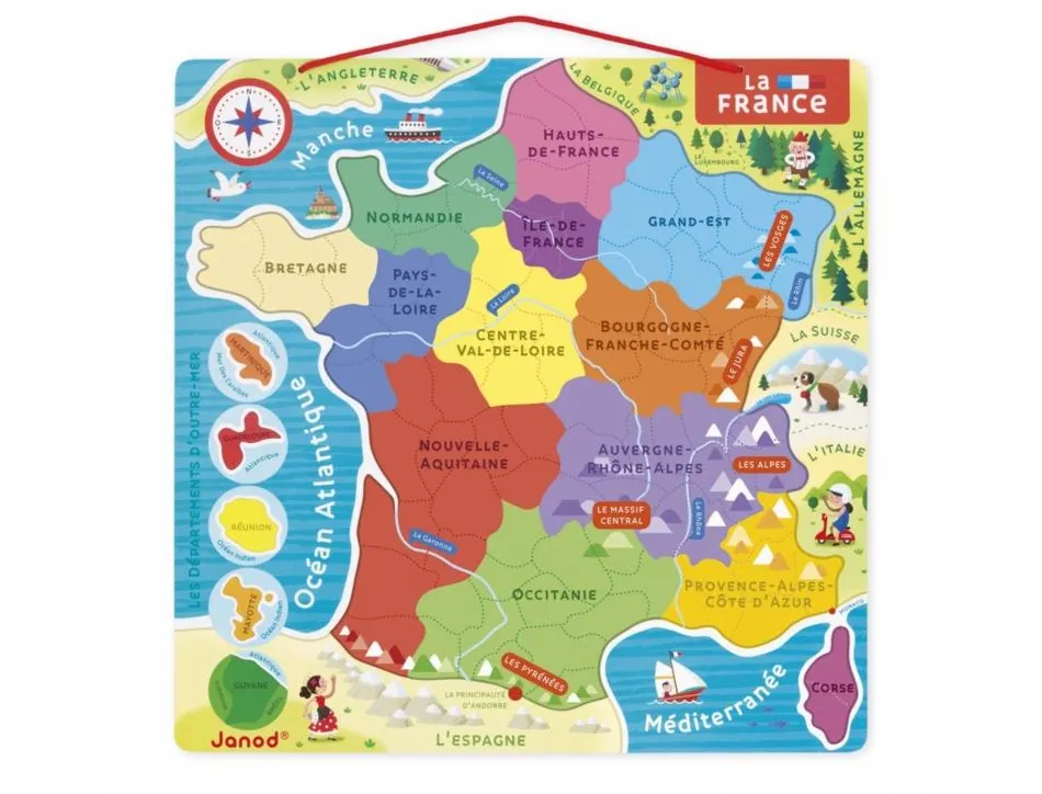 Puzzle interdacta carte de france magnetique 93 pcs 36x36cm